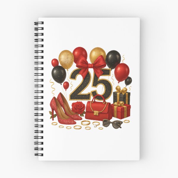 Item preview, 25th Birthday Red Gold Balloons  designed and sold by DigiAngDesigns.