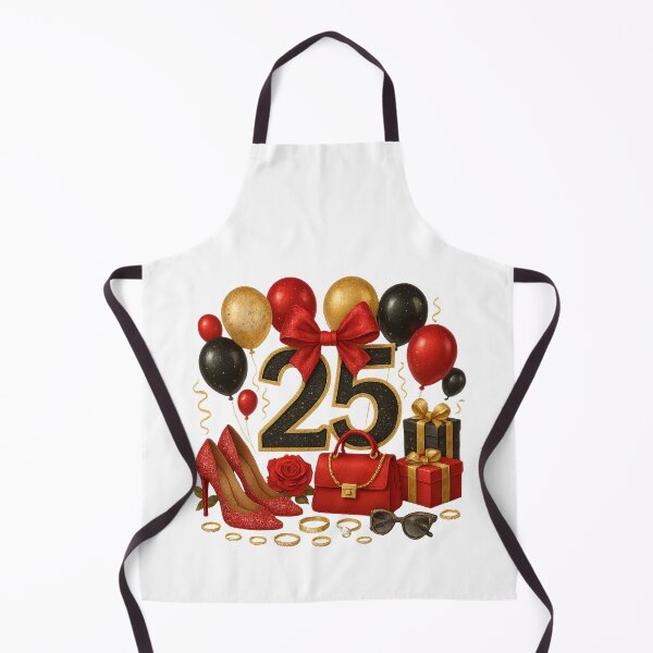 Item preview, 25th Birthday Red Gold Balloons designed and sold by DigiAngDesigns.