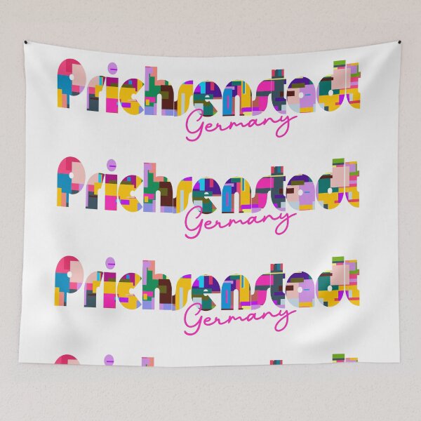 Item preview, Prichsenstadt, Germany, Vibrant Abstract City Typography Art designed and sold by Wanderful-roads.