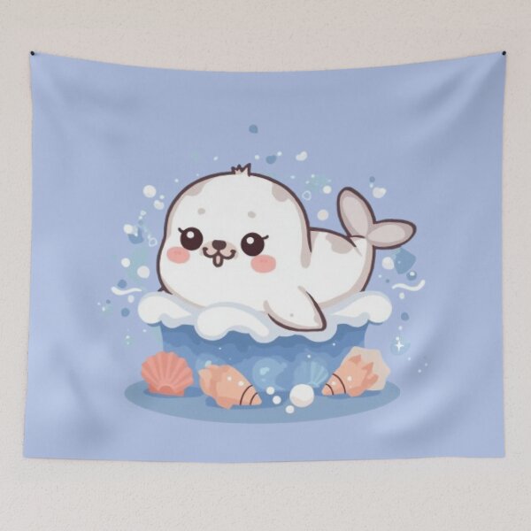 Item preview, Cute Ocean Seal Kawaii Sticker | Adorable Baby Seal Beach Design designed and sold by Stylestickers55.