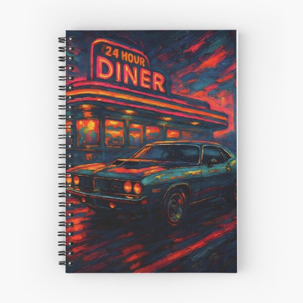Item preview, Neon Nostalgia Retro Plymouth Cuda Oil Painting - Classic Art designed and sold by Dhenin Studio.