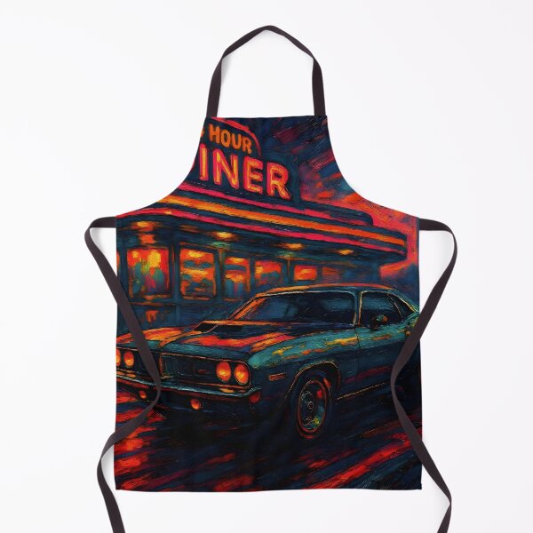 Item preview, Neon Nostalgia Retro Plymouth Cuda Oil Painting - Classic Art designed and sold by Dhenin Studio.