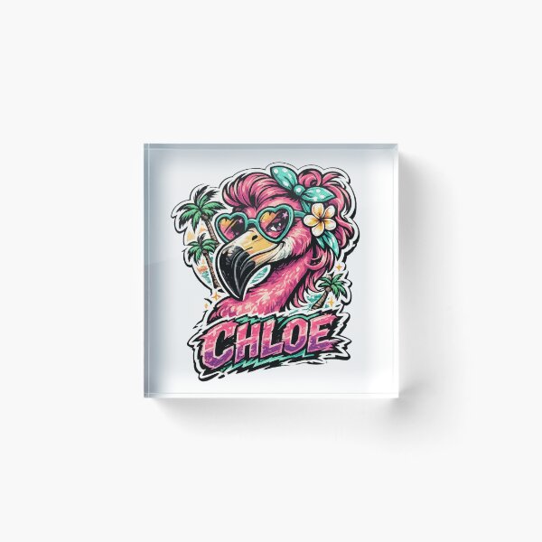Item preview, Chloe – Tropical Flamingo Name Mascot designed and sold by AlexLineArt.
