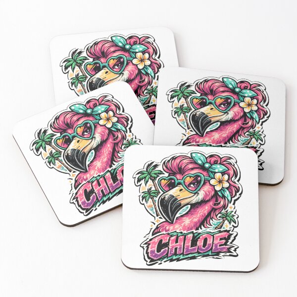 Item preview, Chloe – Tropical Flamingo Name Mascot designed and sold by AlexLineArt.