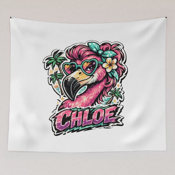 Item preview, Chloe – Tropical Flamingo Name Mascot designed and sold by AlexLineArt.