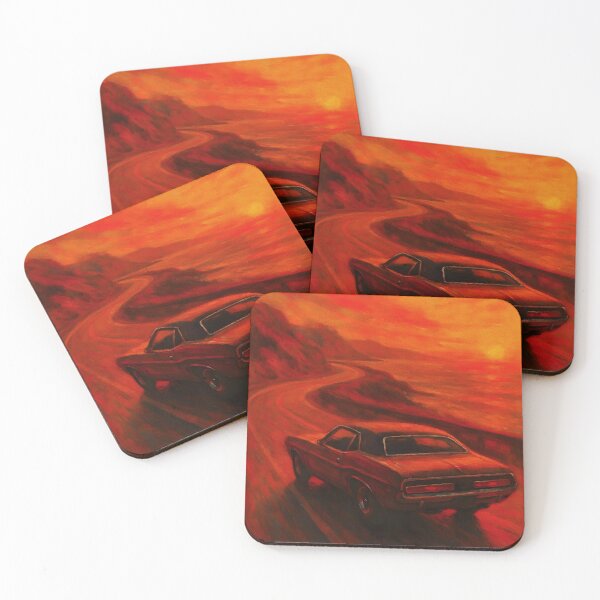 Item preview, Golden Hour Challenger Vintage Car - Oil Painting designed and sold by Dhenin Studio.