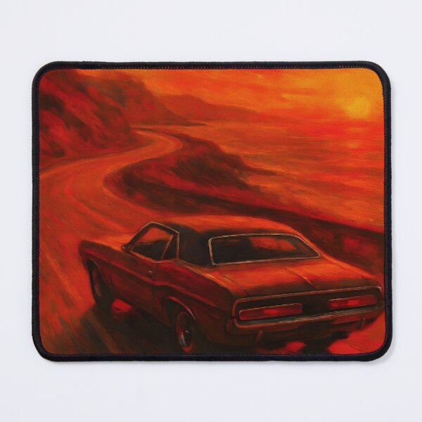 Item preview, Golden Hour Challenger Vintage Car - Oil Painting designed and sold by Dhenin Studio.