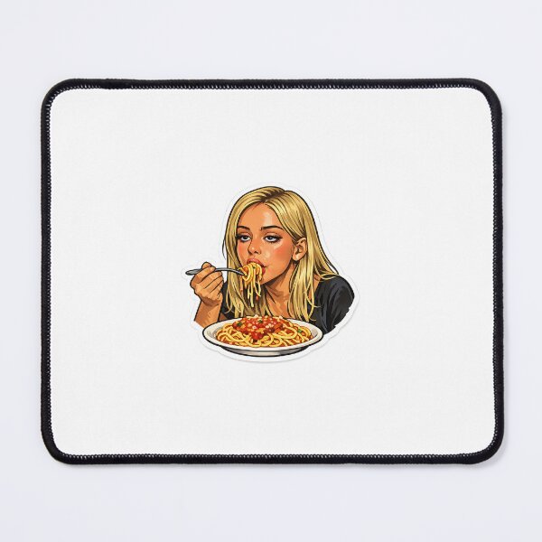 Item preview, girl eating spaghetti designed and sold by CRAZYpaterns.