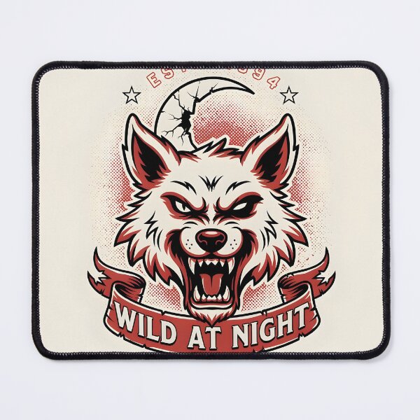 Item preview, Wild Nights – Lunar Wolf Vintage Tattoo Design designed and sold by smilukk.