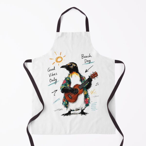 Item preview, Good Vibes Only Beach Penguin Playing Ukulele – Fun Hand-Drawn Art designed and sold by RamyGallery.