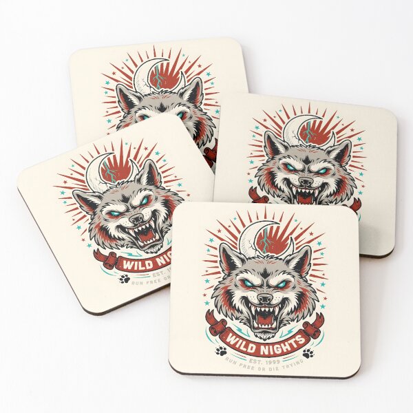 Item preview, Wild Nights – Lunar Wolf Vintage Tattoo Design designed and sold by smilukk.