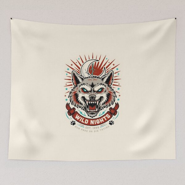 Item preview, Wild Nights – Lunar Wolf Vintage Tattoo Design designed and sold by smilukk.