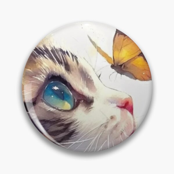 Item preview, Blue-Eyed Kitten Watching a Butterfly – Dreamy Watercolor Cat Art designed and sold by Jesus-istheway.