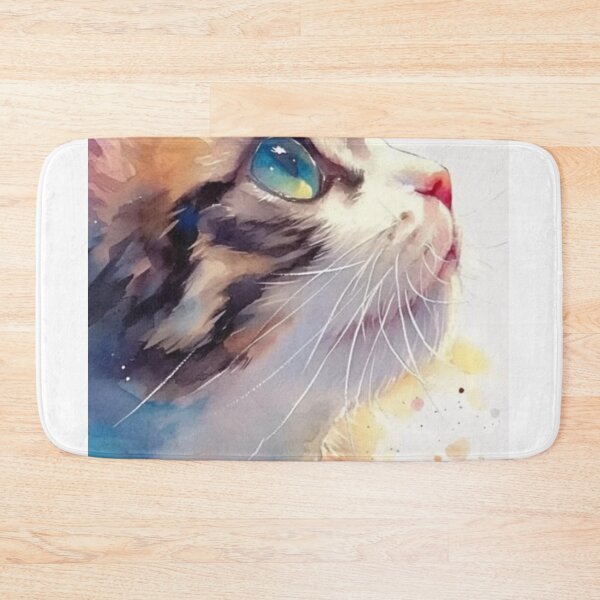 Item preview, Blue-Eyed Kitten Watching a Butterfly – Dreamy Watercolor Cat Art designed and sold by Jesus-istheway.