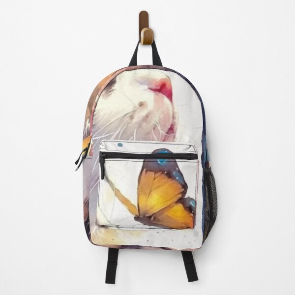Item preview, Blue-Eyed Kitten Watching a Butterfly – Dreamy Watercolor Cat Art designed and sold by Jesus-istheway.