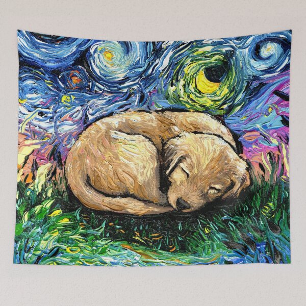 Item preview, Sleepy Golden Retreiver Pup Night designed and sold by AjaTrier.