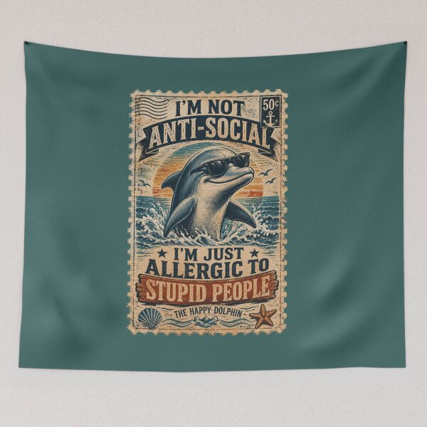 Item preview, Vintage Dolphin Seamless Pattern – Retro Ocean Marine Wildlife Design designed and sold by CallisC-Arts.