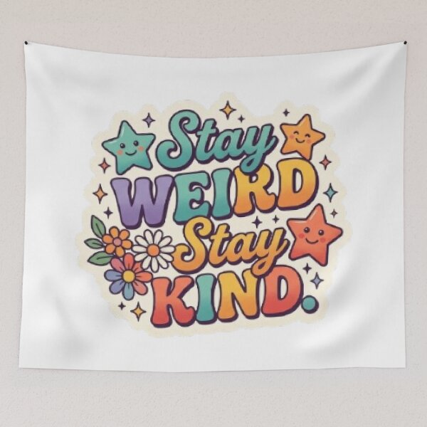 Item preview, Stay Weird Stay Kind Cute Retro T-Shirt | Colorful Typography | Positive Vibes Graphic Tee designed and sold by Faisal  Shah.