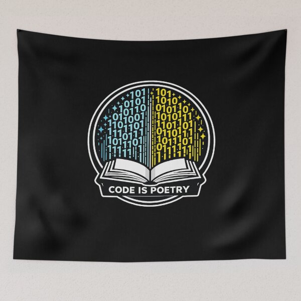 Item preview, Code Is Poetry Binary Book Programmer Badge Design designed and sold by ArtoryWorks.