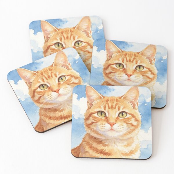 Item preview, Orange Tabby Cat Under a Blue Sky – Peaceful Watercolor Cat Portrait designed and sold by Jesus-istheway.