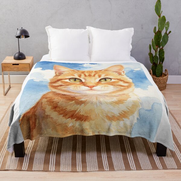Item preview, Orange Tabby Cat Under a Blue Sky – Peaceful Watercolor Cat Portrait designed and sold by Jesus-istheway.