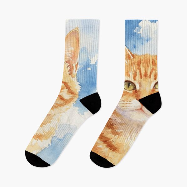 Item preview, Orange Tabby Cat Under a Blue Sky – Peaceful Watercolor Cat Portrait designed and sold by Jesus-istheway.