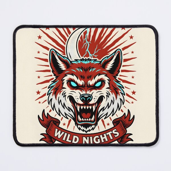 Item preview, Wild Nights – Lunar Wolf Vintage Tattoo Design designed and sold by smilukk.