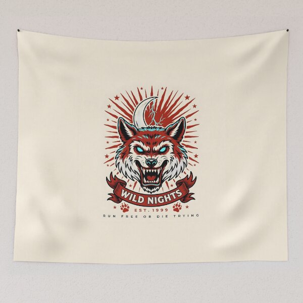 Item preview, Wild Nights – Lunar Wolf Vintage Tattoo Design designed and sold by smilukk.