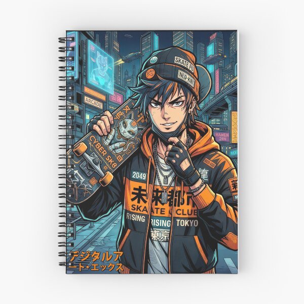 Item preview,  Cyberpunk Skater Boy Orange Techwear Anime Neo Kyoto designed and sold by DigitalArtx-com.