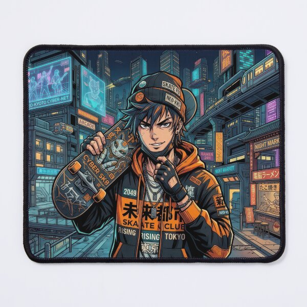 Item preview,  Cyberpunk Skater Boy Orange Techwear Anime Neo Kyoto designed and sold by DigitalArtx-com.