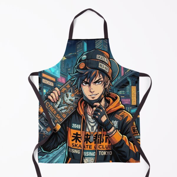 Item preview,  Cyberpunk Skater Boy Orange Techwear Anime Neo Kyoto designed and sold by DigitalArtx-com.