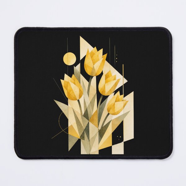 Item preview, Geometric Abstract Tulips in yellow tones. A delicate bouquet. designed and sold by NewtBoo.