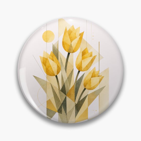 Item preview, Geometric Abstract Tulips in yellow tones. A delicate bouquet. designed and sold by NewtBoo.