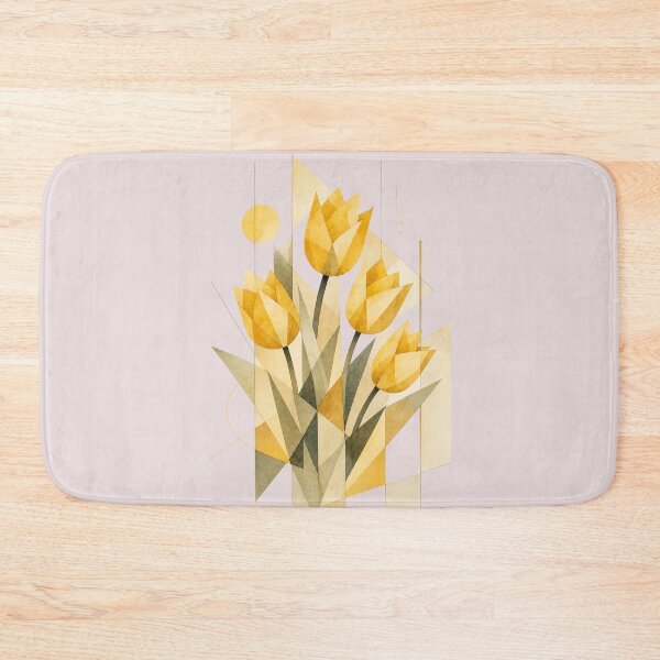 Item preview, Geometric Abstract Tulips in yellow tones. A delicate bouquet. designed and sold by NewtBoo.