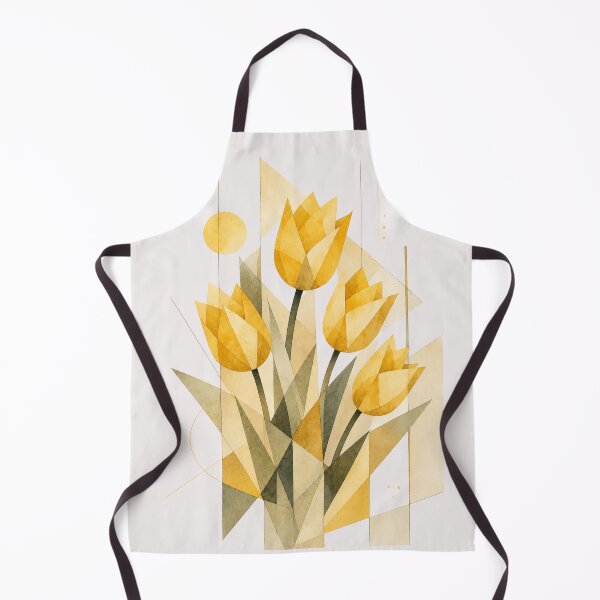 Item preview, Geometric Abstract Tulips in yellow tones. A delicate bouquet. designed and sold by NewtBoo.