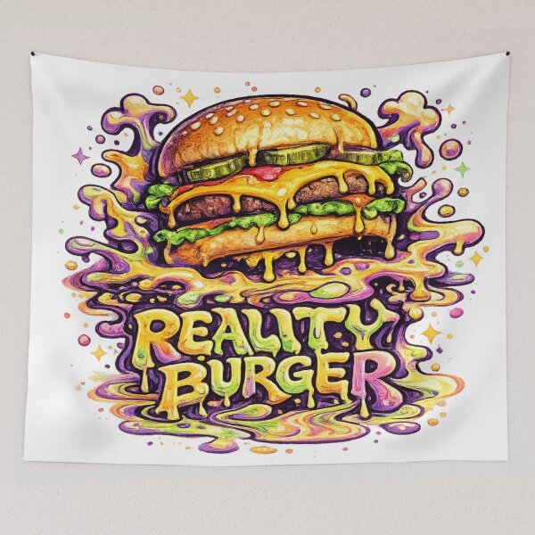 Item preview, Reality Burger: Psychedelic Trippy Neon Cheeseburger Surreal Groovy Art designed and sold by irfanshikh.
