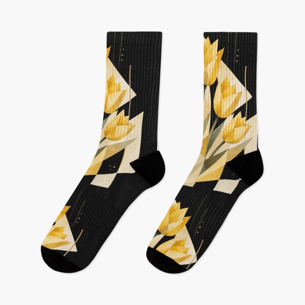 Item preview, Geometric Abstract Tulips in yellow tones. A delicate bouquet. designed and sold by NewtBoo.