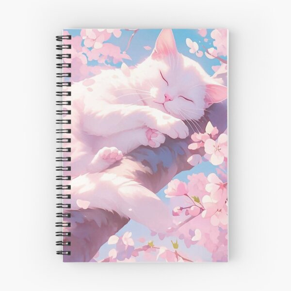 Item preview, Sleeping White Cat Under Cherry Blossoms | Dreamy Sakura Watercolor Cat Art designed and sold by Jesus-istheway.