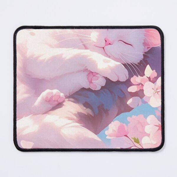 Item preview, Sleeping White Cat Under Cherry Blossoms | Dreamy Sakura Watercolor Cat Art designed and sold by Jesus-istheway.
