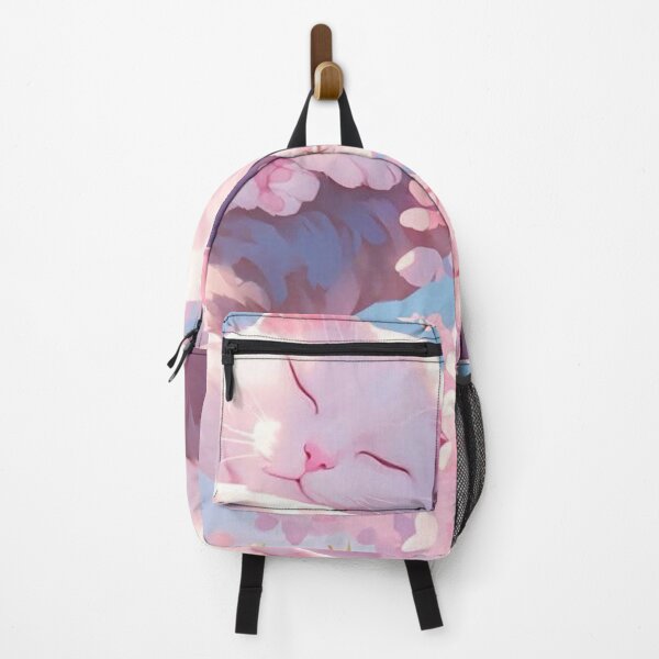 Item preview, Sleeping White Cat Under Cherry Blossoms | Dreamy Sakura Watercolor Cat Art designed and sold by Jesus-istheway.