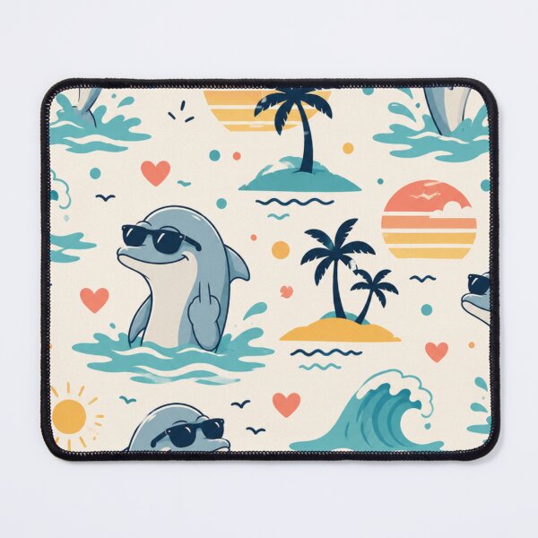 Item preview, Vintage Dolphin Seamless Pattern – Retro Ocean Marine Wildlife Design designed and sold by CallisC-Arts.