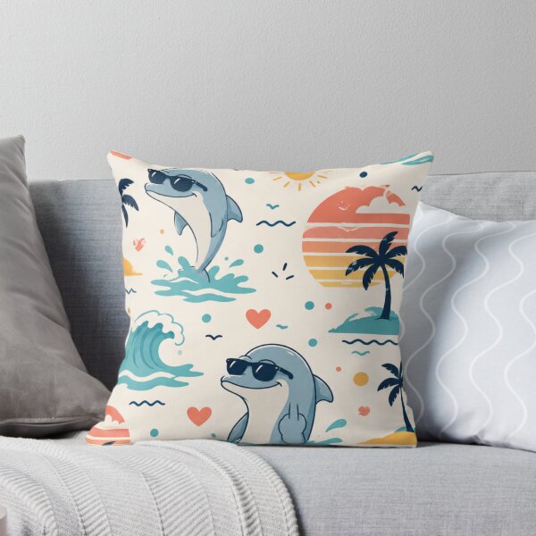 Item preview, Vintage Dolphin Seamless Pattern – Retro Ocean Marine Wildlife Design designed and sold by CallisC-Arts.