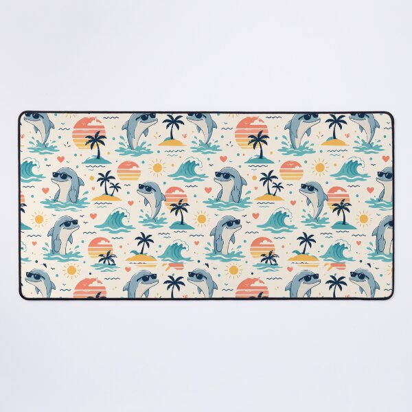 Item preview, Vintage Dolphin Seamless Pattern – Retro Ocean Marine Wildlife Design designed and sold by CallisC-Arts.