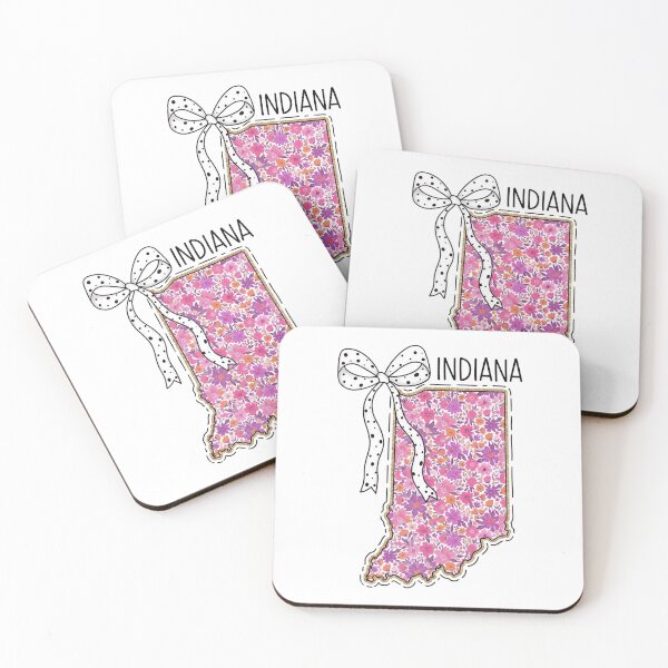 Item preview, Cute Indiana Floral Map Graphic Coquette Bow Design  designed and sold by Paper Drip.