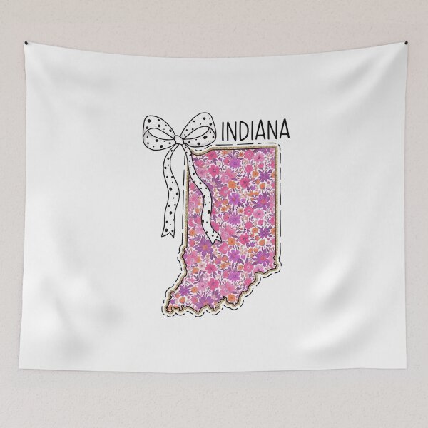 Item preview, Cute Indiana Floral Map Graphic Coquette Bow Design  designed and sold by Paper Drip.