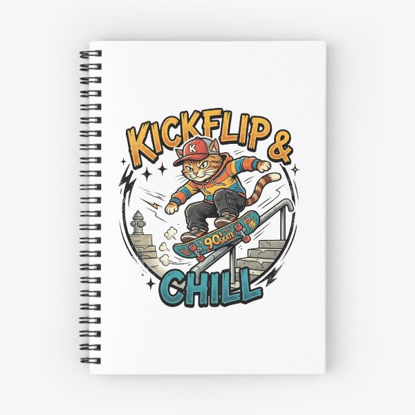 Item preview, Kickflip & Chill – 90s Retro Skater Cat Logo designed and sold by CatstheticShop1.
