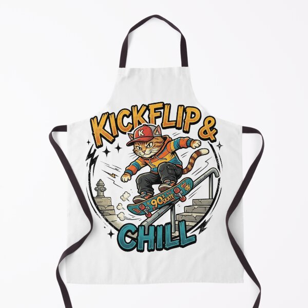 Item preview, Kickflip & Chill – 90s Retro Skater Cat Logo designed and sold by CatstheticShop1.