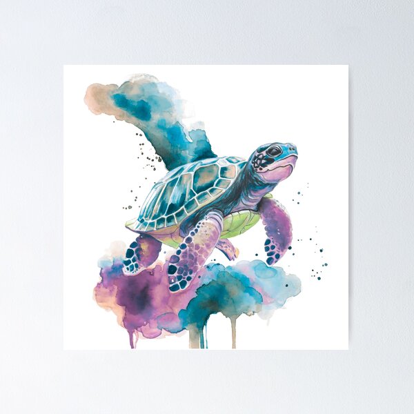 Item preview, Sea Turtle Watercolour Art — Spirit Animal Ocean Painting designed and sold by calamarisky.