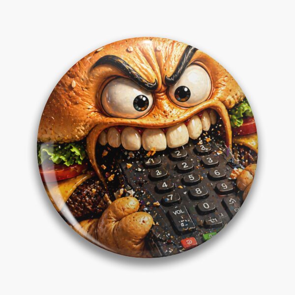 Item preview,  Angry Burger Smashing TV Remote Funny Rage Cartoon Character designed and sold by ComedyInkFactor.
