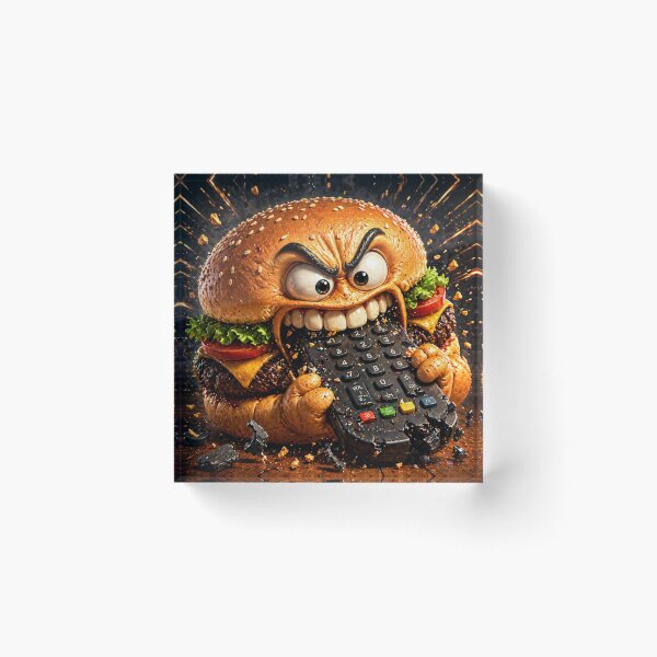 Item preview,  Angry Burger Smashing TV Remote Funny Rage Cartoon Character designed and sold by ComedyInkFactor.